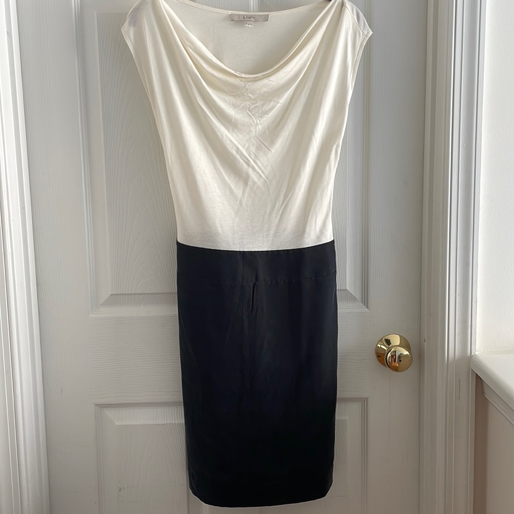Ann Taylor loft cowl neck 2 toned dress